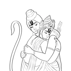 Ram Hanuman Free Coloring Page for Kids