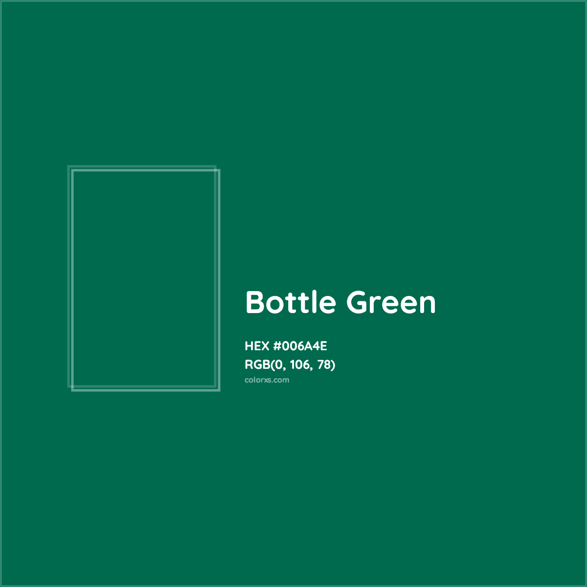 HEX #006A4E Bottle Green Color - Color Code