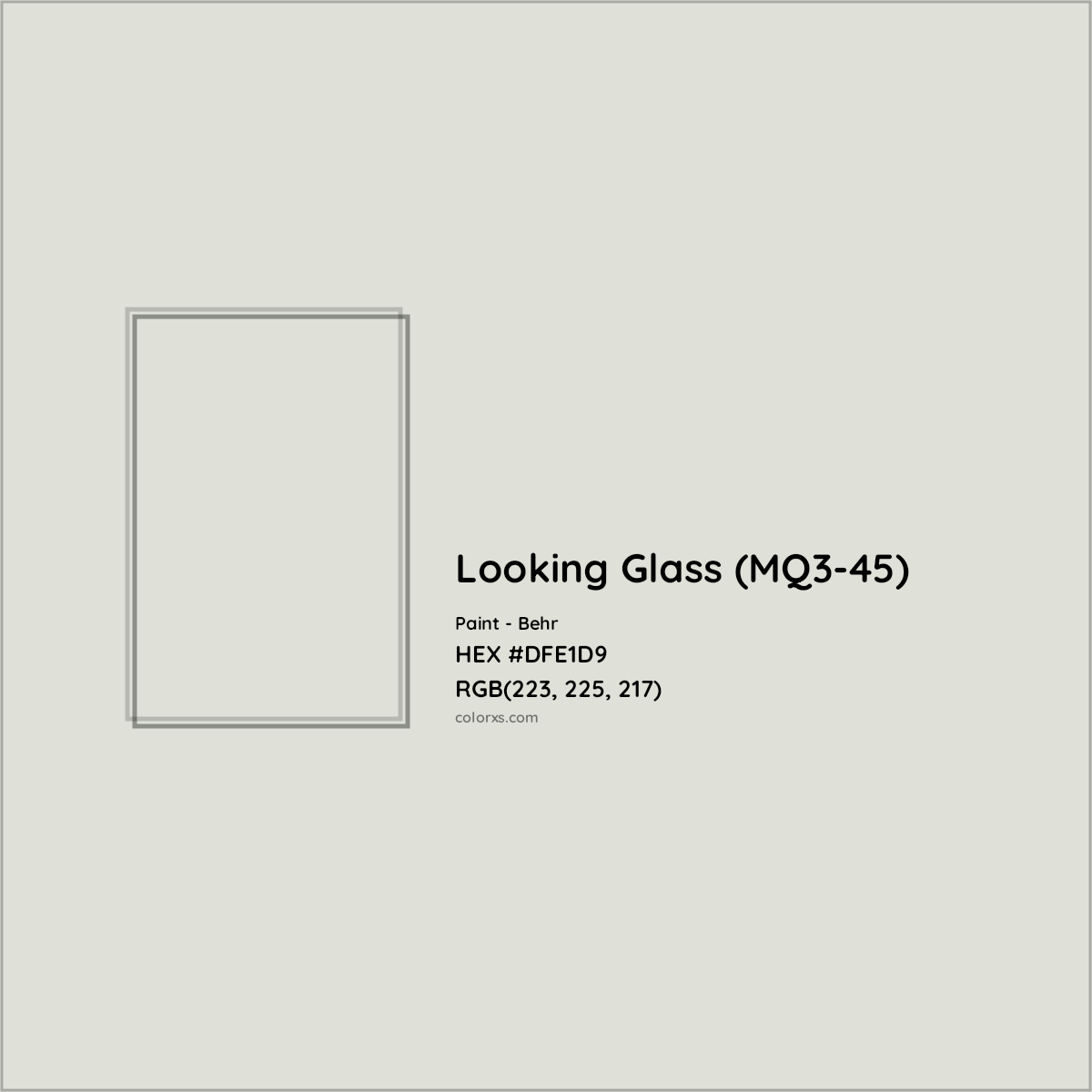 HEX #DFE1D9 Looking Glass (MQ3-45) Paint Behr - Color Code