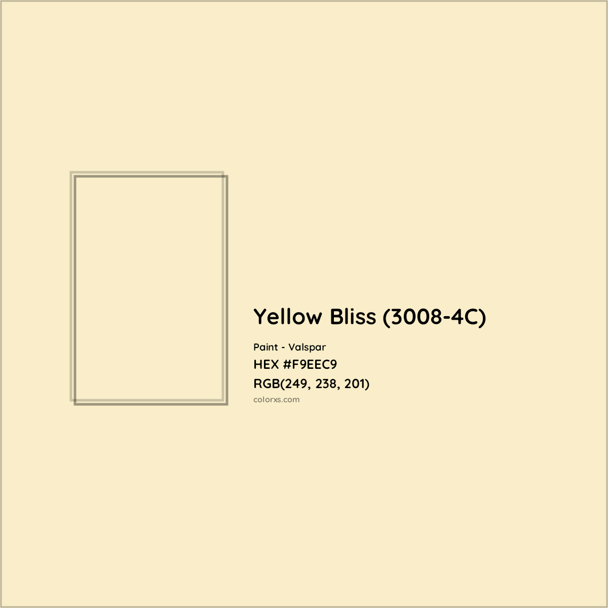 HEX #F9EEC9 Yellow Bliss (3008-4C) Paint Valspar - Color Code