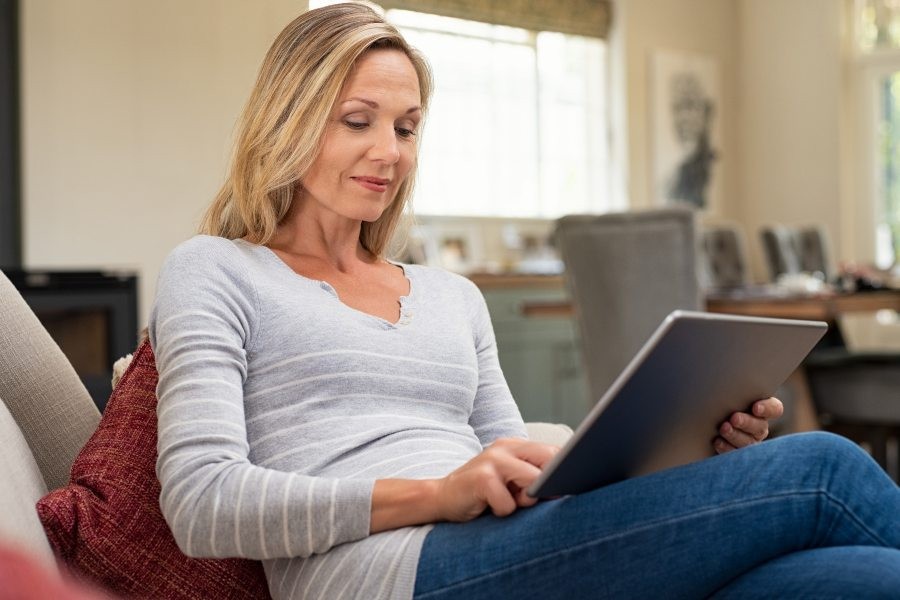 Woman using an iPad