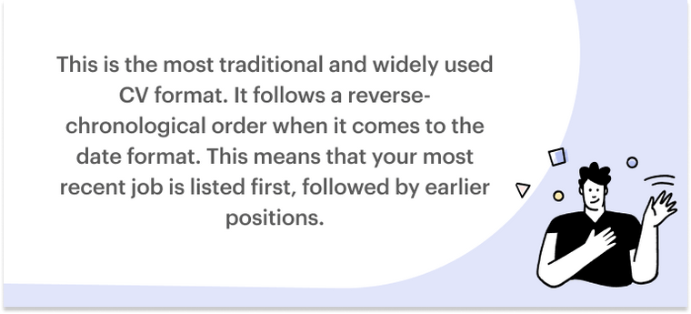 Chronological, reverse-chronological, or standard CV format