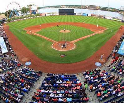 Baseball game at the Modern Woodmen Park in Davenport, IA.