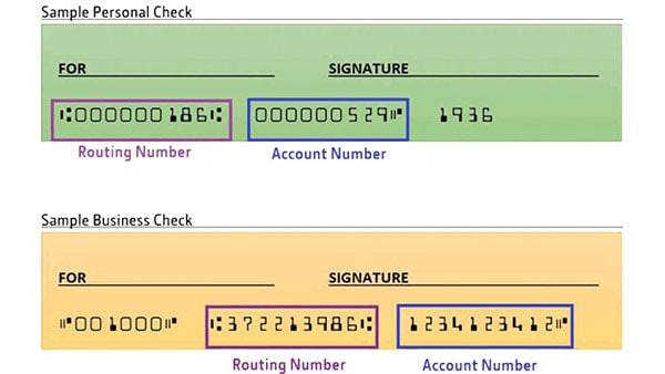 personal and business check example