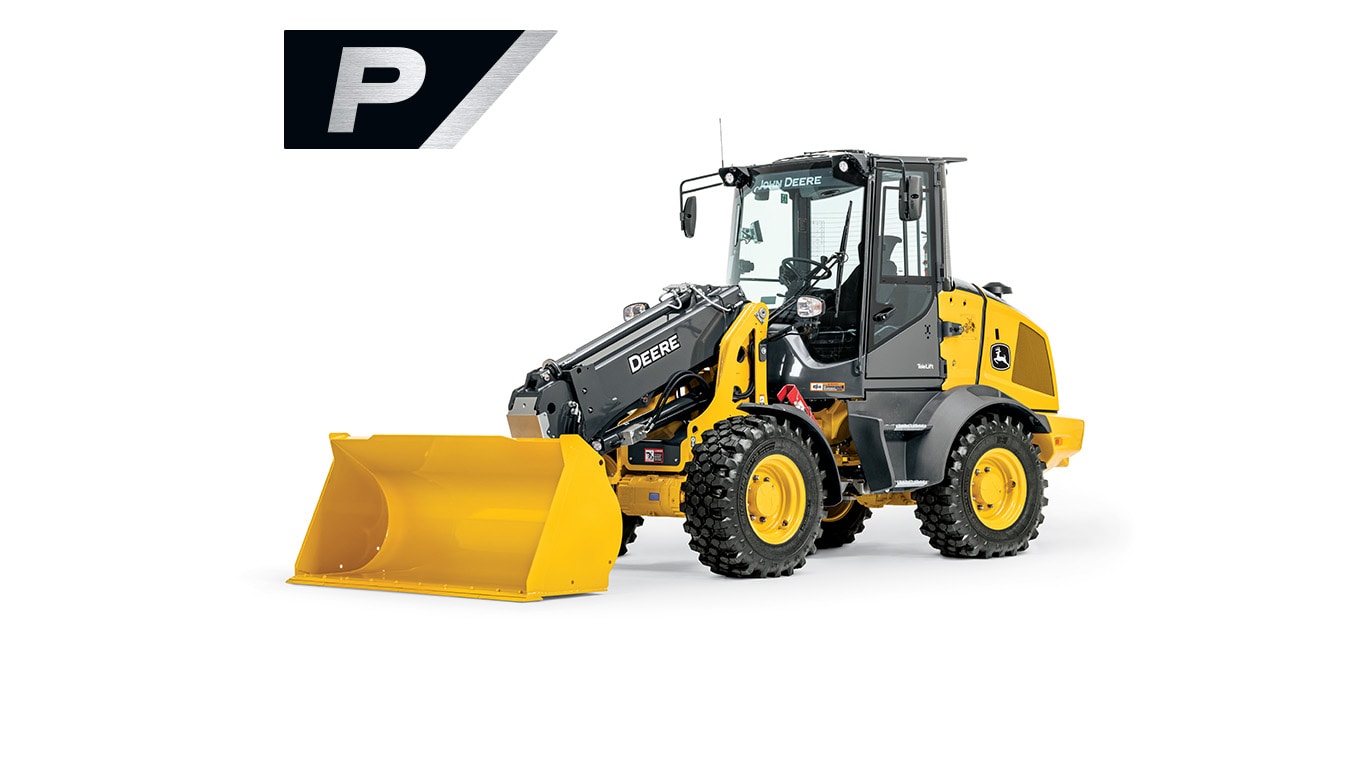 326 P-Tier compact wheel loader on white background