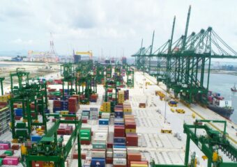 Shipping containers at PSA port.