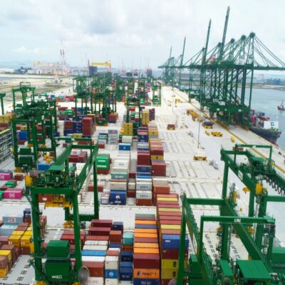 Shipping containers at PSA port.