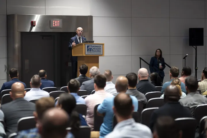 Cover photo for the collection "DHS Secretary Alejandro Mayorkas Speaks During the NATO Law Enforcement Briefing/Training"