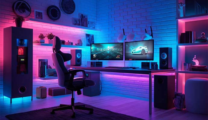 A customized gaming room