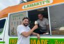 Omar Lamarti and ice cream man Steven at the Royal Norfolk Show.