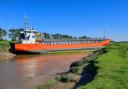 The Baltic Arrow wedged across the River Nene near Wisbech