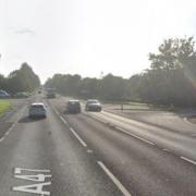 A woman in her 80s was seriously injured in a crash on the A47