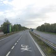 The A47 was blocked after a crash between a car and a lorry