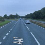 A car crashed on the A47 this morning