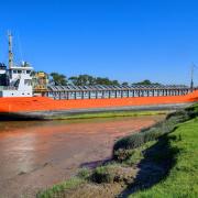 The Baltic Arrow wedged across the River Nene near Wisbech