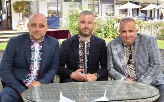 A delegation from Lviv in Ukraine forged new links with Norfolk during a visit to the Royal Norfolk Show. From left: Taras Vorko of Lviv City Council, Oleh Volskyi, mayor of Zhovkva city, and Mykola Kobetiak, deputy director of Nova Food