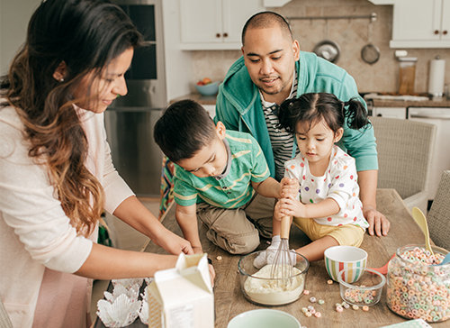 Happy family baking