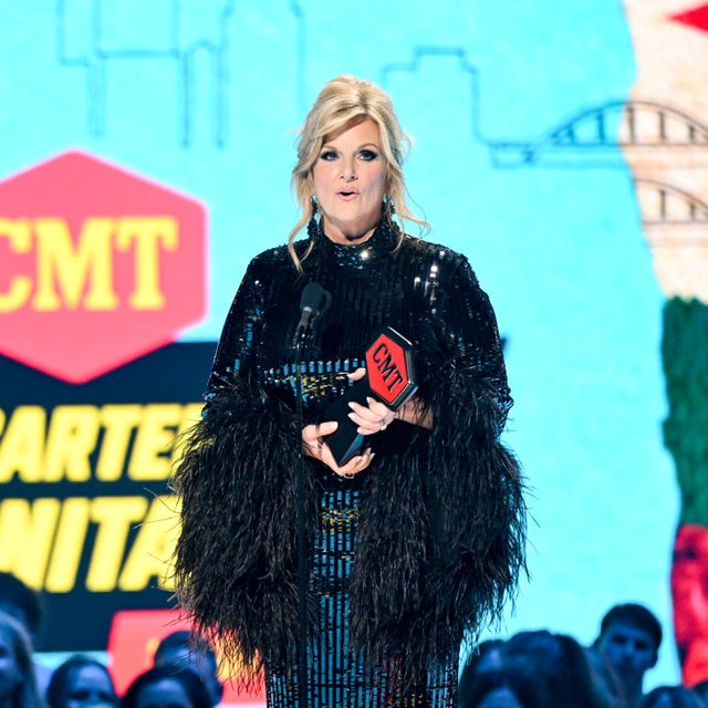 Trisha Yearwood wins the June Carter Humanitarian Award onstage at the 2024 CMT Music Awards held at the Moody Center