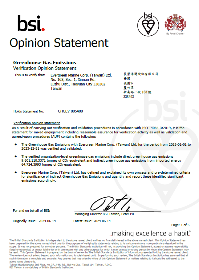 2023 ISO 14064-1:2018 Certificate