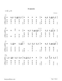 Diamonds simple version-Rihanna Numbered Musical Notation Preview 1