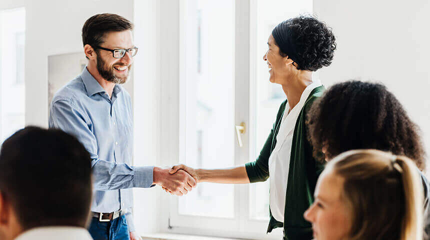 clients shaking hands after meeting