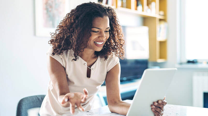 business woman looking at tablet