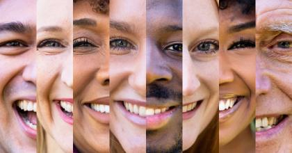 Collection of diverse American faces smiling