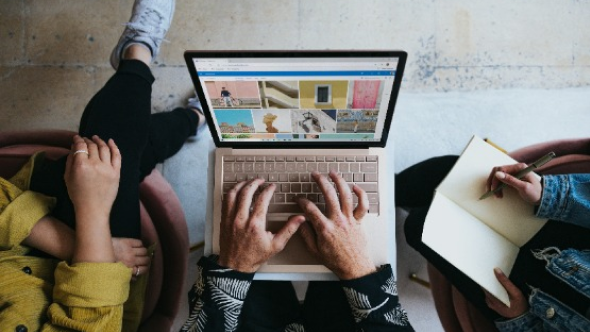 person working on laptop