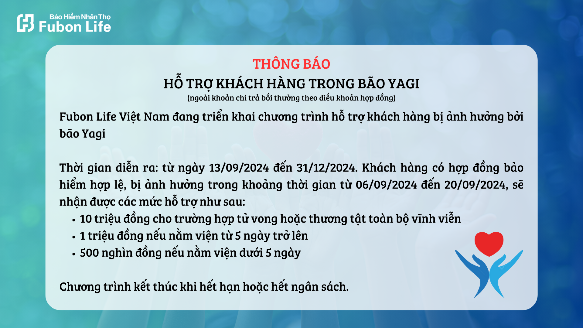 Fubon Life Việt Nam: Tiếp sức, hỗ trợ Khách hàng vùng bão Yagi khắc phục thiệt hại