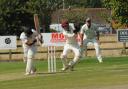 Bath wicket keeper Ben Wells goes for  for a catch off Sahan Wigerat
 Photo Trevor Porter 66504 2a
Potterne V Bath Cricket