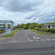 The entrance to Devizes Health Centre with the available land in view