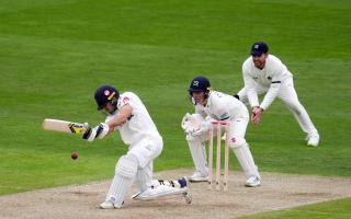 Glamorgan's Kiran Carlson hits out during day one of the Vitality County Championship