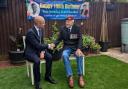 Yate mayor councillor Ben Nutland, visits local war hero, Leonard Trewin, to honour him on his 100th birthday