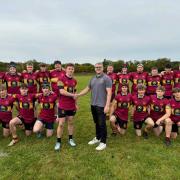 Ed Fuller West Country Electrical Services and Project Engineer  with Dursley Colts team and captain Ollie Jackson