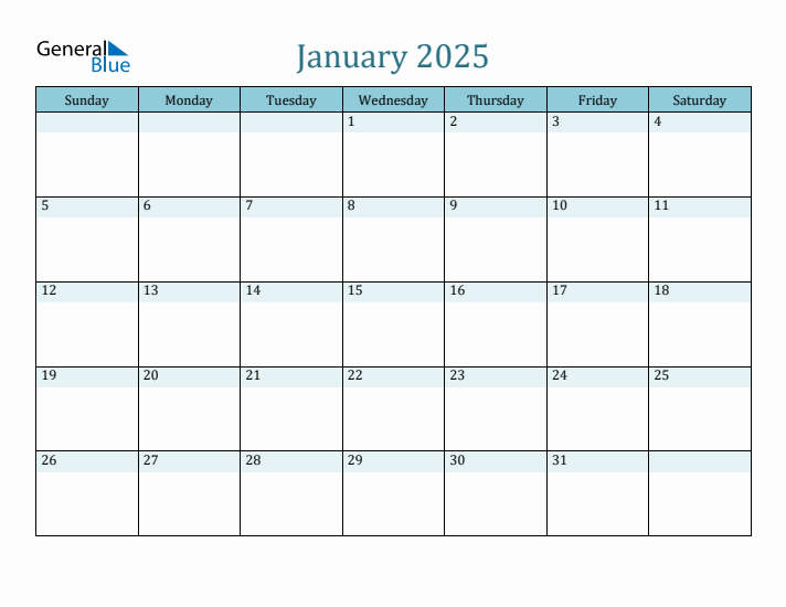 January 2025 Printable Calendar