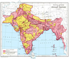 India History Map - Political Divisions 1916