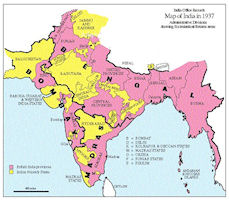 India History Map - Presidencies 1937 