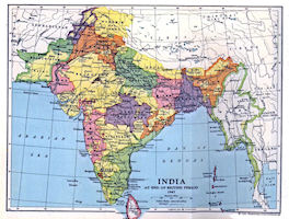 India History Map - At Independence 1947