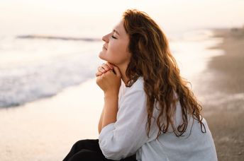 A spiritual woman connecting to nature.