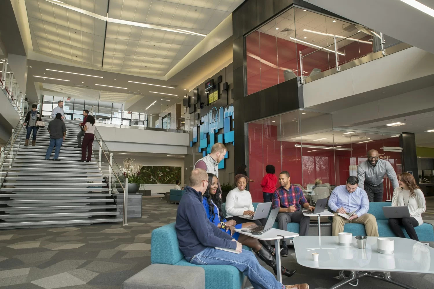 Employees working together in the office at World Wide Technology