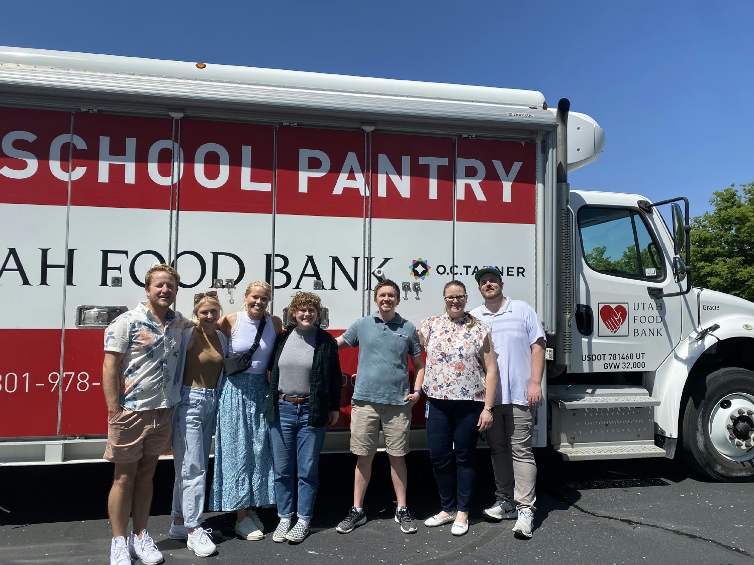 Employees using their volunteer hours to support the Utah Food Bank Mobile pantry.