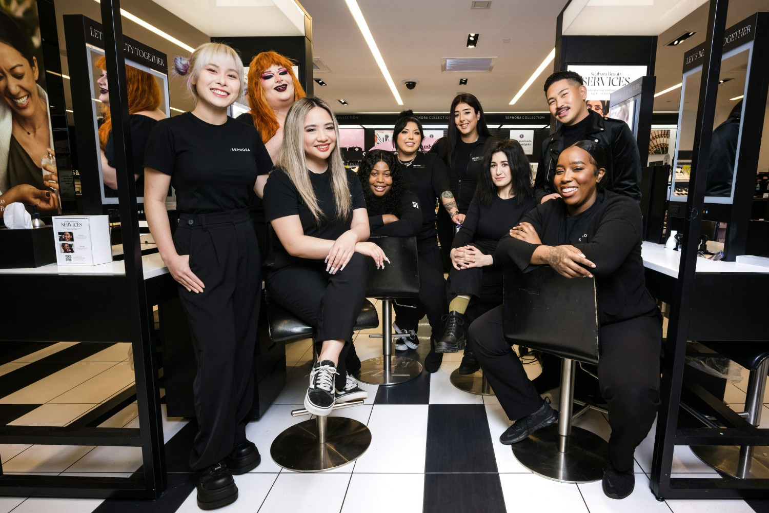 Sephora employees at a Sephora store.