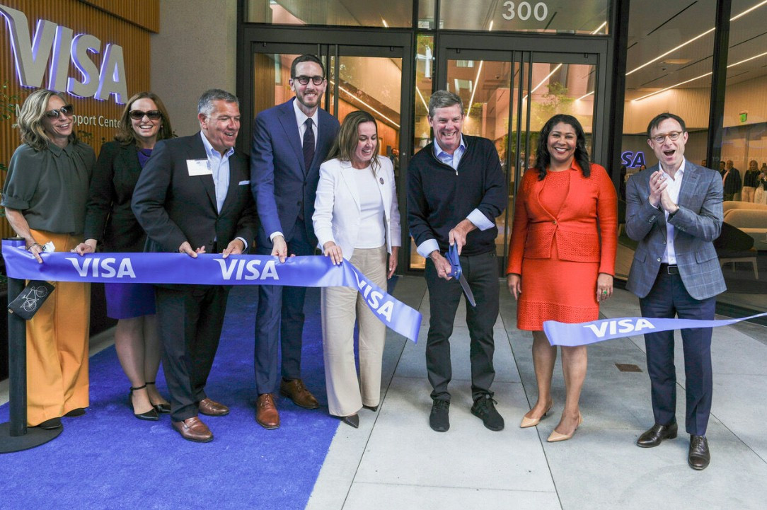 Visa and community leaders celebrate the grand opening of the new Mission Rock Market Support Center in San Francisco