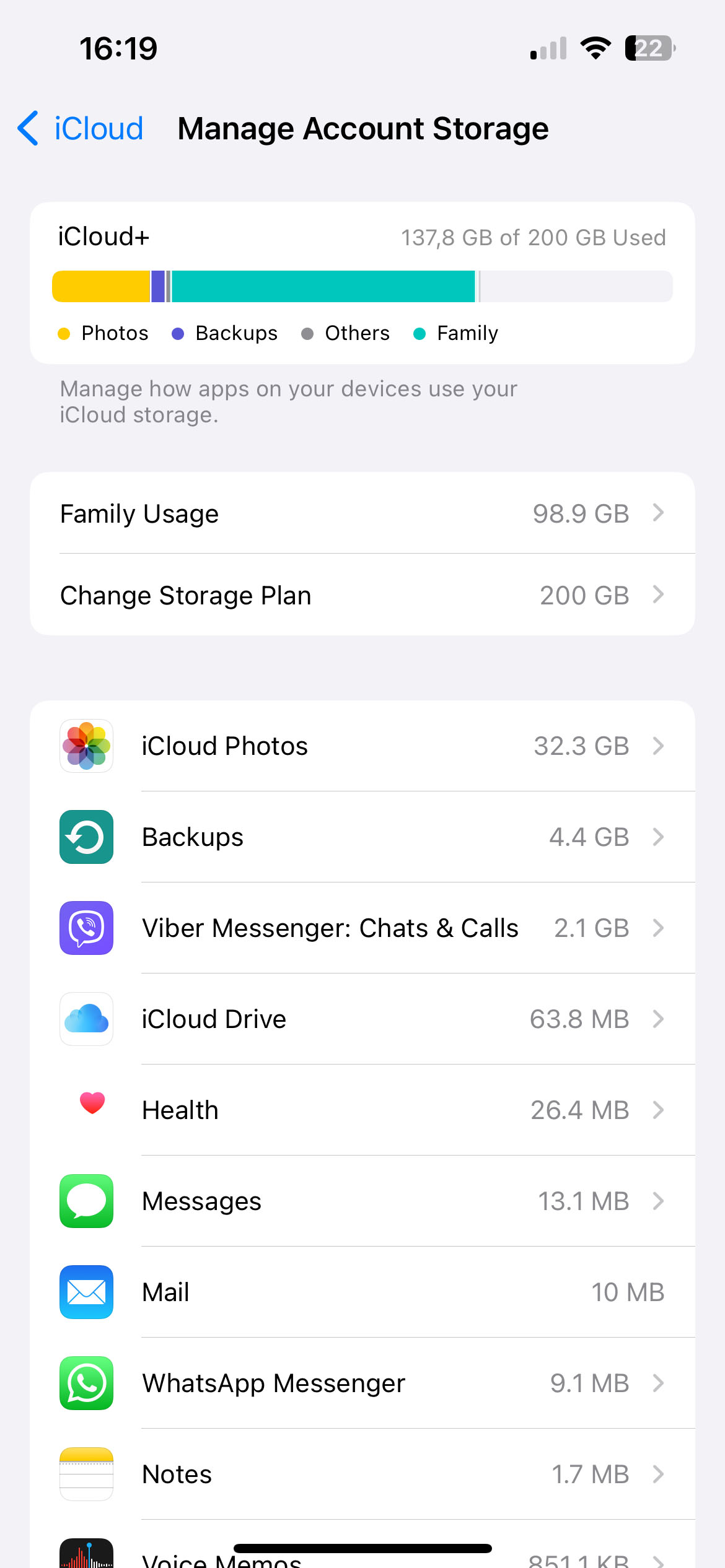 tap Manage Account Storage