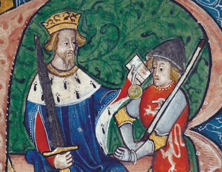 Richard II and Thomas Mowbray, from Jean Froissart’s Chronicles, 15th century. British Library/Bridgeman Images.