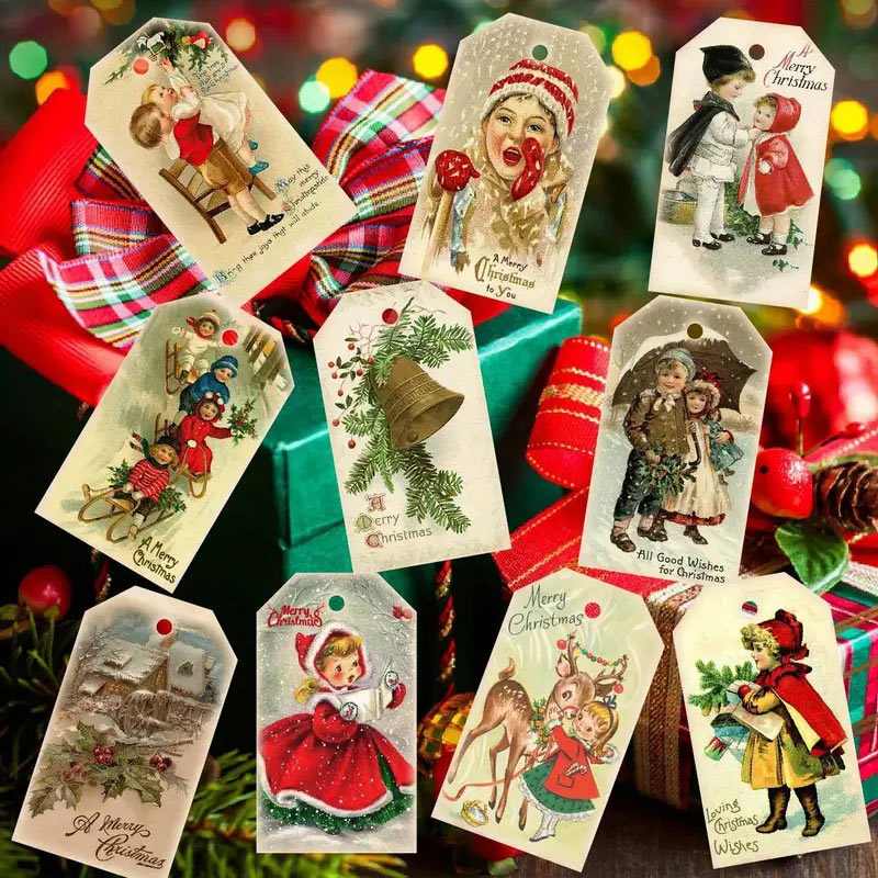 Custom Vintage Christmas Greeting Cards for Gift Tags & Holiday Decorations