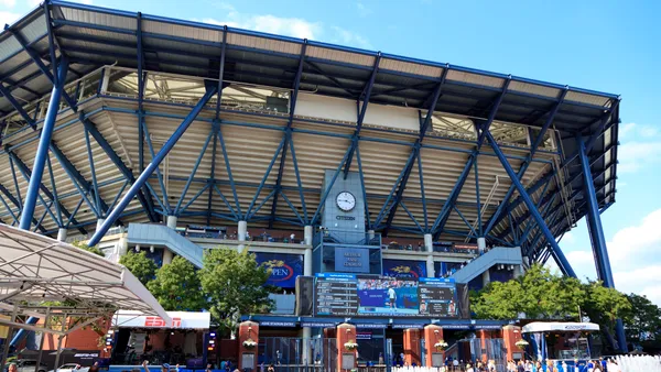 The exterior of Arthur Ashe stadium.