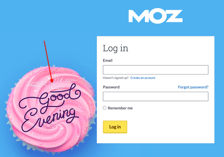 #Login-Seite von Moz, personalisiert nach Zeitzone