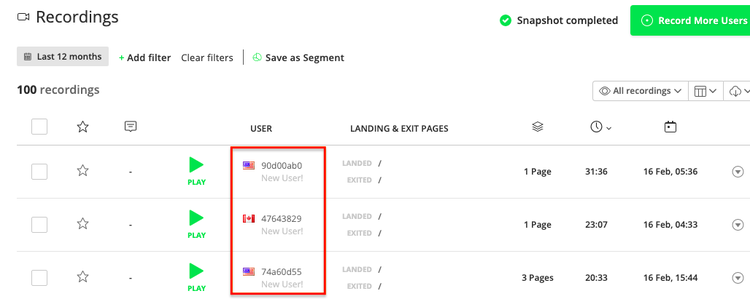 #User country shown in the Hotjar recordings dashboard