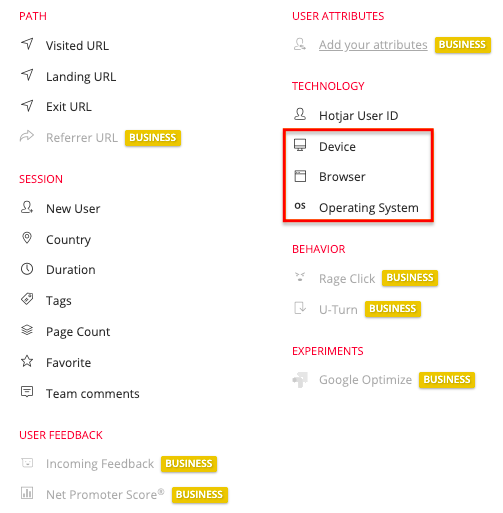 <#Device-specific hotjar recording filters